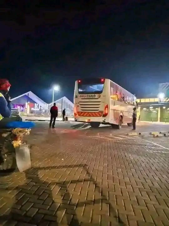 Easy Coach terminal at night