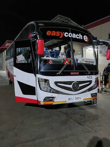 An Easy Coach bus loading for Nairobi at night